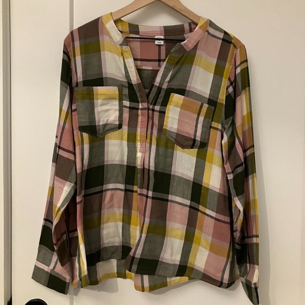 Old Navy Multicolor Plaid Blouse, Size L
